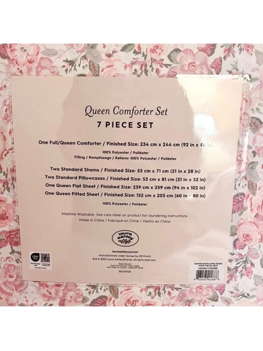 🆕-Laura Ashley Charming 7pc Queen Comforter Set in Pink Floral. Beautiful